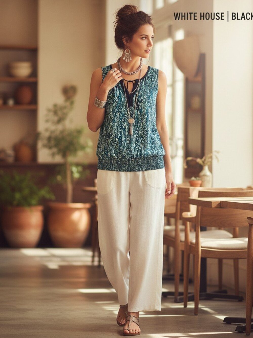 White House Black Market Top Elevated Casual Modern Polished Boho Chic Work Wear